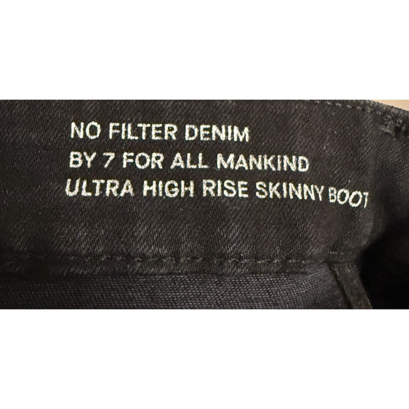 7 For All Mankind No Filter Denim Ultra High Rise Skinny Boot Jean Black Size 30 - Picture 3 of 7